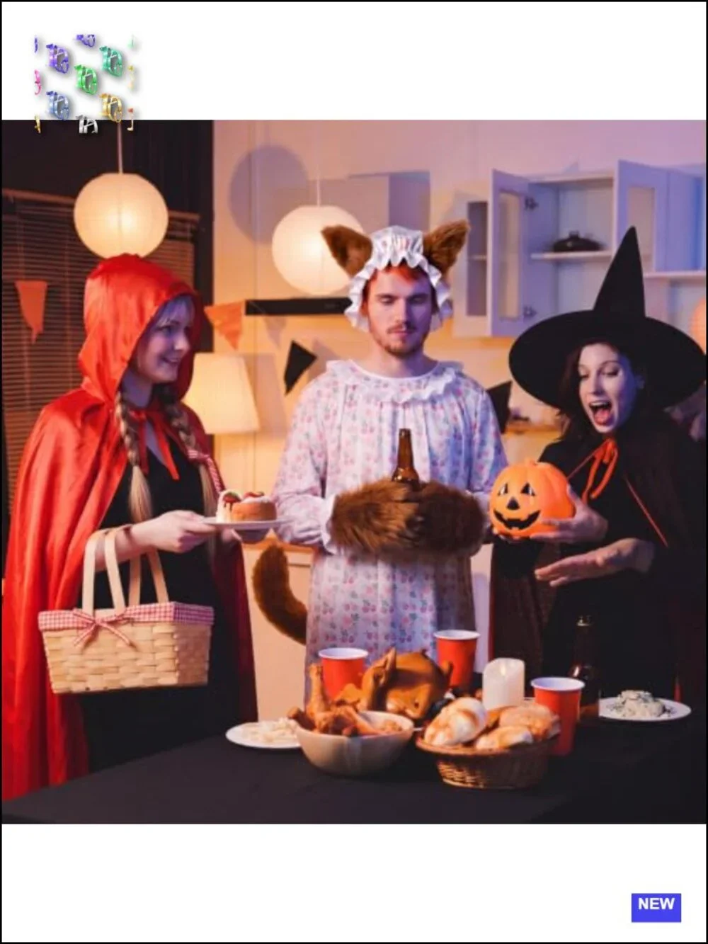 6 Piece Red Riding Hood Costume Set with Velvet Cape and Wolf Grandma Attire